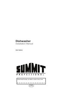 Manual Summit DW18SS3 Dishwasher