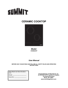 Handleiding Summit CR2B228T Kookplaat