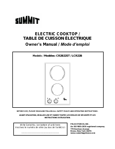 Mode d’emploi Summit CR2B22ST Table de cuisson