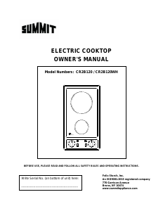 Manual Summit CR2B120WH Hob