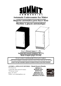 Handleiding Summit BIM47OS IJsblokjesmachine