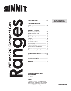 Handleiding Summit RG200WS Fornuis