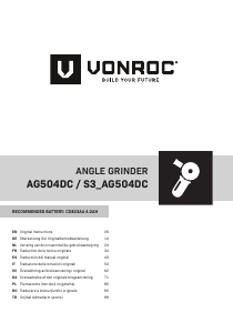 Kullanım kılavuzu Vonroc AG504DC Avuç taşlama makinesi