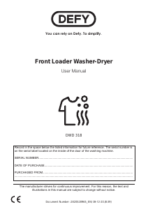 Manual Defy DWD 318 Washer-Dryer