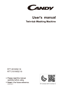 Manual Candy RTT 2101WSZ-19 Washing Machine