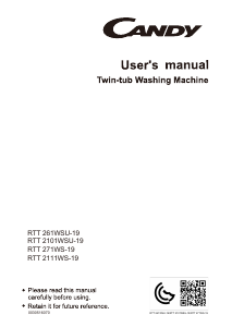 Manual Candy RTT 2101WSU-19 Washing Machine