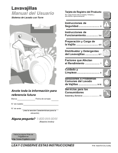 Manual de uso Frigidaire FDB10NRBB0 Lavavajillas