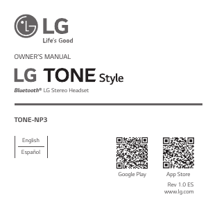 Bruksanvisning LG TONE-NP3 Hodetelefon