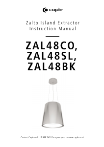 Manual Caple ZAL48BK Zalto Cooker Hood
