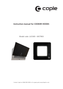 Manual Caple MOT900 Cooker Hood