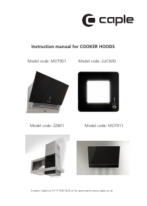 Manual Caple MOT911 Cooker Hood