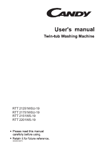 Manual Candy RTT 2201WS-19 Washing Machine