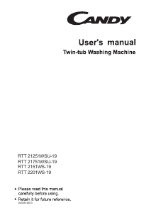 Manual Candy RTT 21751WSU-19 Washing Machine