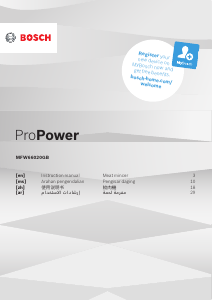 说明书 博世 MFW66020GB ProPower 绞肉机