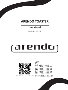 Manual de uso Arendo 305716 Tostador