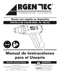 Manual de uso Argentec PC 180 S23 Decapador por aire caliente