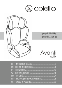 Návod Coletto Avanti Isofix Autosedačka