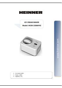 Manual Heinner HICM-150WHYG Mașină de înghețată