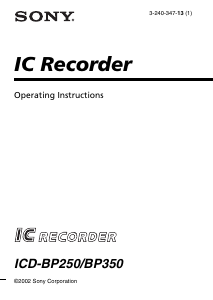 Manual Sony ICD-BP350 Audio Recorder