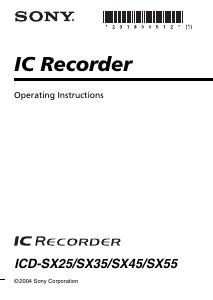 Manual Sony ICD-SX25VTP Audio Recorder