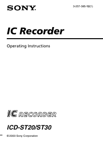 Handleiding Sony ICD-ST30 Audiorecorder