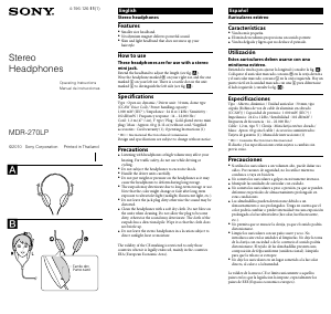 Manual Sony MDR-270LP Headphone