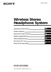 Manual Sony MDR-RF430RK Headphone