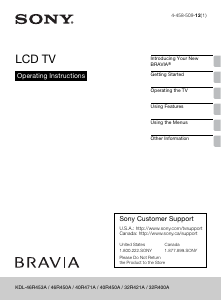 Manual Sony Bravia KDL-46R453A LCD Television