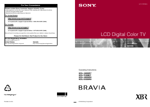 Manual Sony Bravia KDL-55XBR8 LCD Television