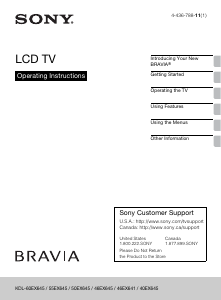 Manual Sony Bravia KDL-55EX645 LCD Television