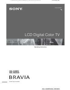Handleiding Sony Bravia KDL-32XBR4 LCD televisie