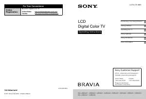 Manual Sony Bravia KDL-46BX420 LCD Television