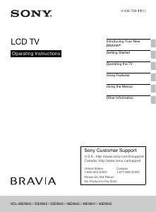 Manual Sony Bravia KDL-50EX645 LCD Television