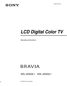 Manual Sony Bravia KDL-32S20L1 LCD Television