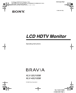 Manual Sony Bravia KLV-32U100M LCD Television