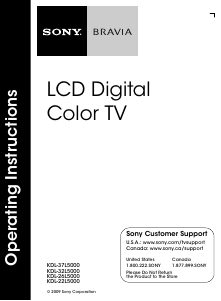 Manual Sony Bravia KDL-26L5000 LCD Television