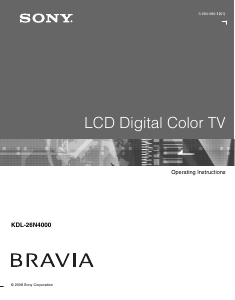 Manual Sony Bravia KDL-26N4000 LCD Television