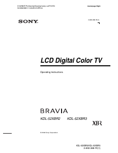 Manual Sony Bravia KDL-52XBR3 LCD Television