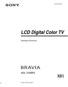 Manual Sony Bravia KDL-70XBR3 LCD Television