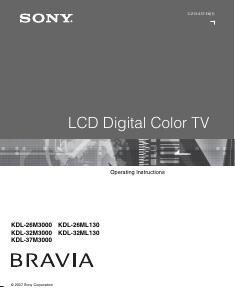 Manual Sony Bravia KDL-26M3000 LCD Television