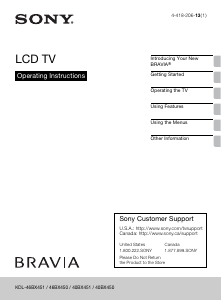 Manual Sony Bravia KDL-46BX451 LCD Television