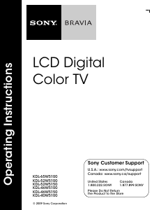 Manual Sony Bravia KDL-52W5150 LCD Television