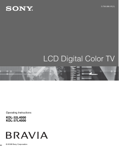 Manual Sony Bravia KDL-37L4000 LCD Television