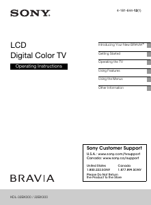 Manual Sony Bravia KDL-22BX300 LCD Television