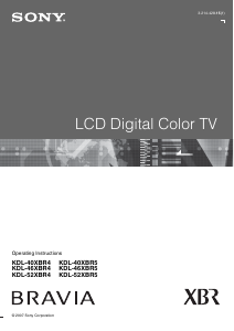 Manual Sony Bravia KDL-52XBR4 LCD Television