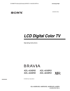 Manual Sony Bravia KDL-40XBR3 LCD Television