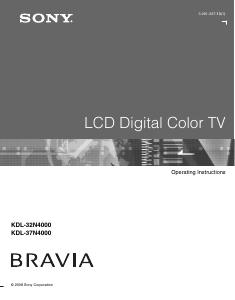 Handleiding Sony Bravia KDL-37N4000 LCD televisie