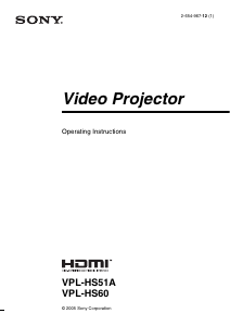 Manual Sony VPL-HS51A Projector