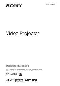 Manual Sony VPL-VW665ES Projector