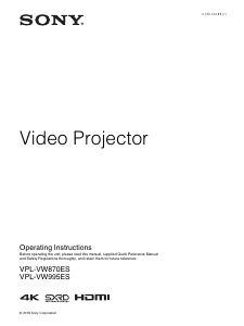 Manual Sony VPL-VW995ES Projector